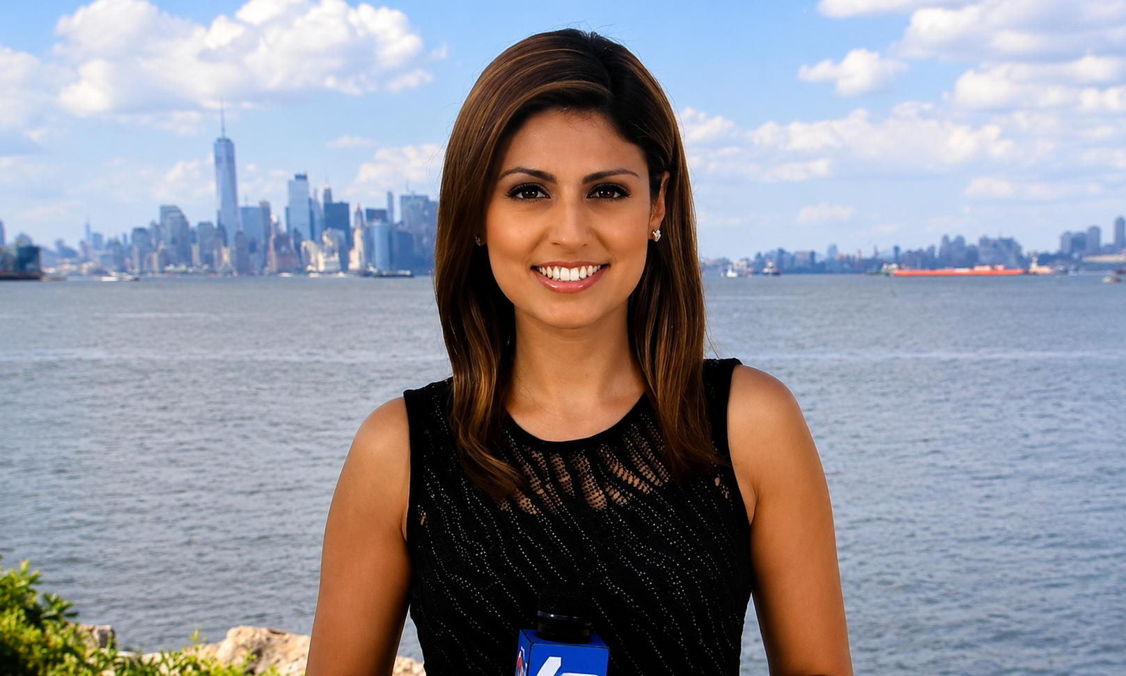 Rana Novini reporting for NBC News during a live television broadcast