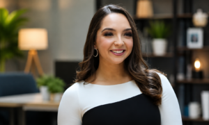 Alexa Lorenzo smiling during a television news broadcast at WFTV Channel 9